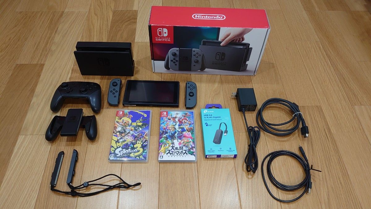 有名なブランド グレー switch本体 ソフト2本 純正プロコン 有線Lan