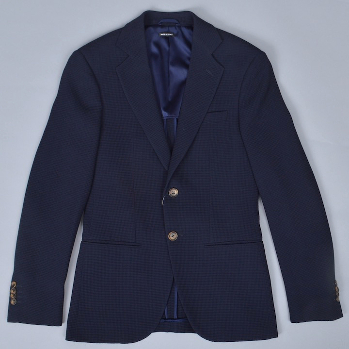 【JK653】 ジョルジオアルマーニ黒ラベル 紺色ジャケット (44) GEORGEモデル レーヨンxウール「春夏 」S/S 小さいサイズ