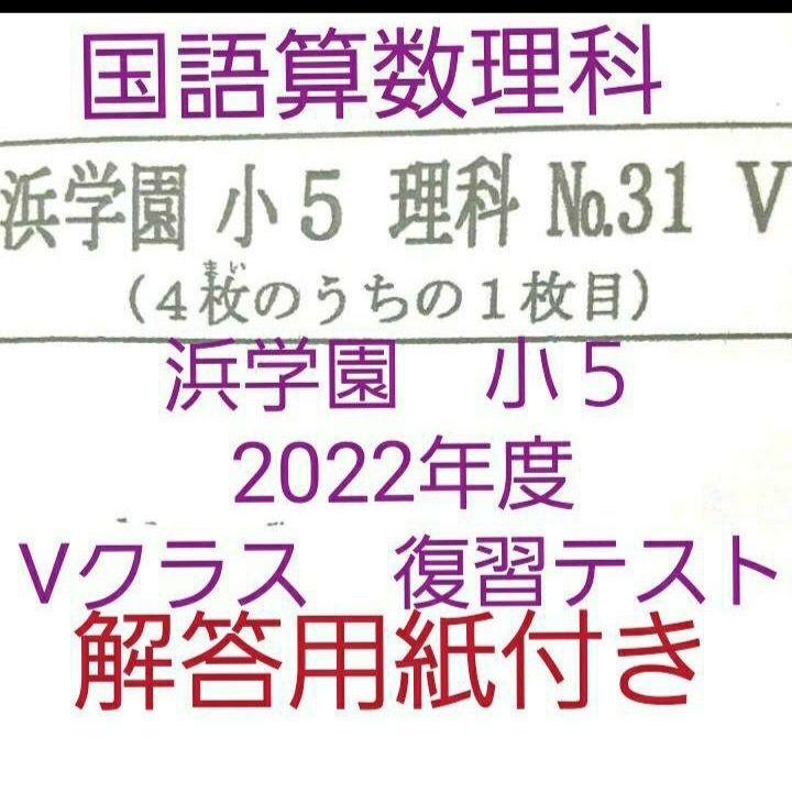 待望 浜学園 小５ 解答用紙付き クラス 復習テスト ３