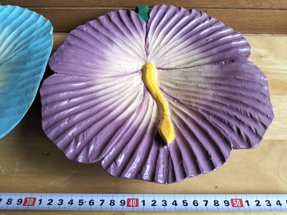コレクション　昭和　レトロ　菓子皿　飾り　ハンドメイド　木製　花　2個　まとめて_画像3