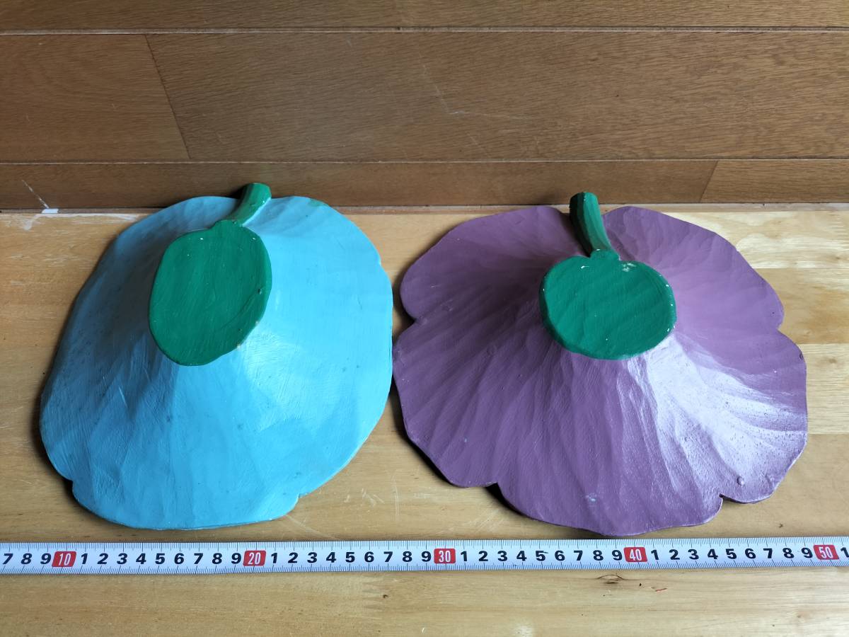 コレクション　昭和　レトロ　菓子皿　飾り　ハンドメイド　木製　花　2個　まとめて_画像4