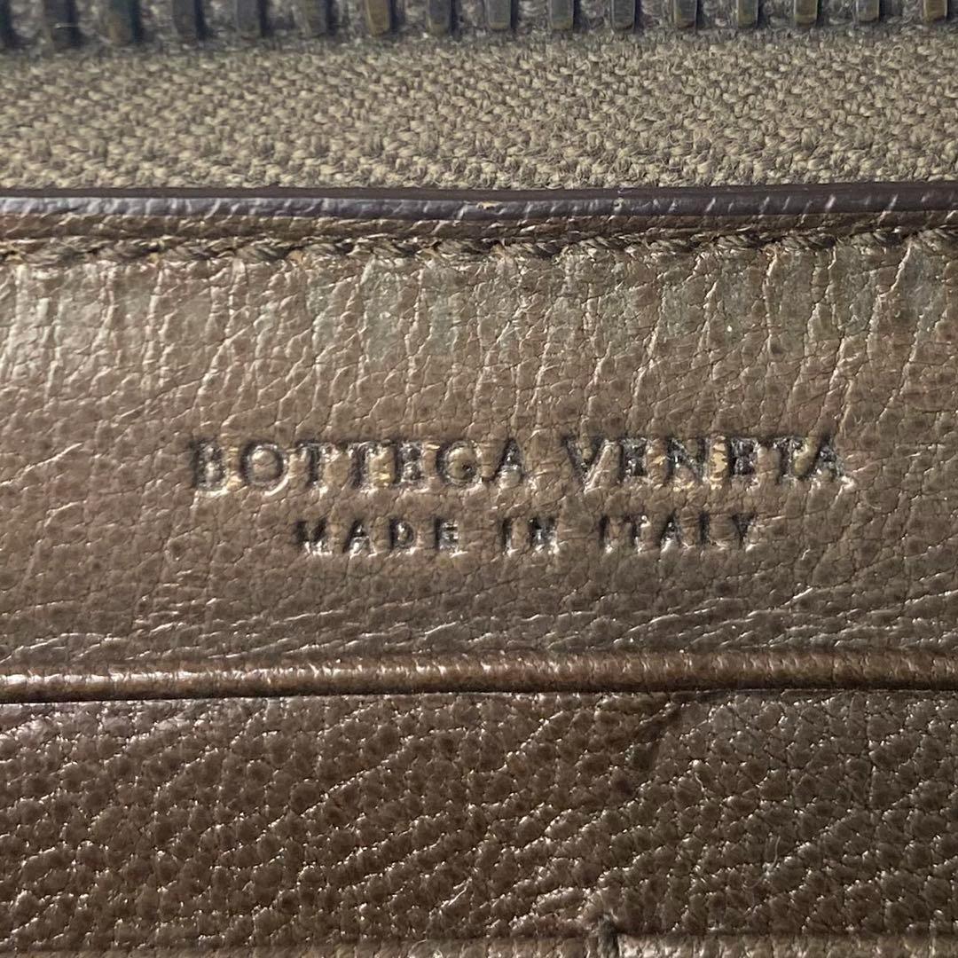 希少 BOTTEGA VENETA ボッテガヴェネタ ラウンドファスナー バタフライ 蝶々 蝶 型押し ウォレット ブラウン レザー_画像10