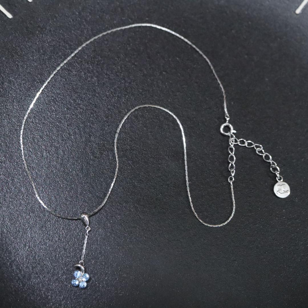 [ anonymity delivery ] Courreges necklace silver flower Stone blue 