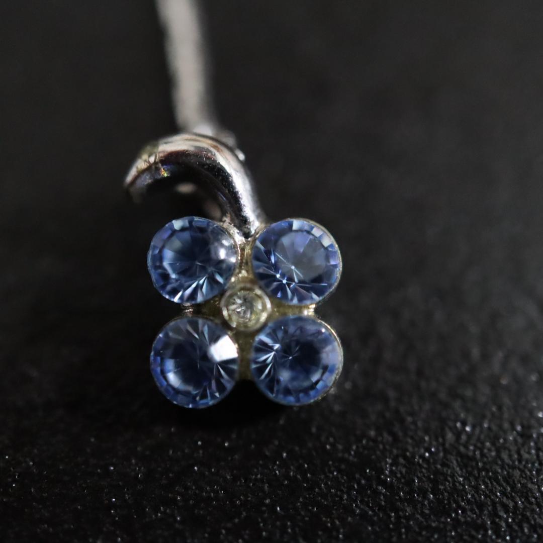 [ anonymity delivery ] Courreges necklace silver flower Stone blue 
