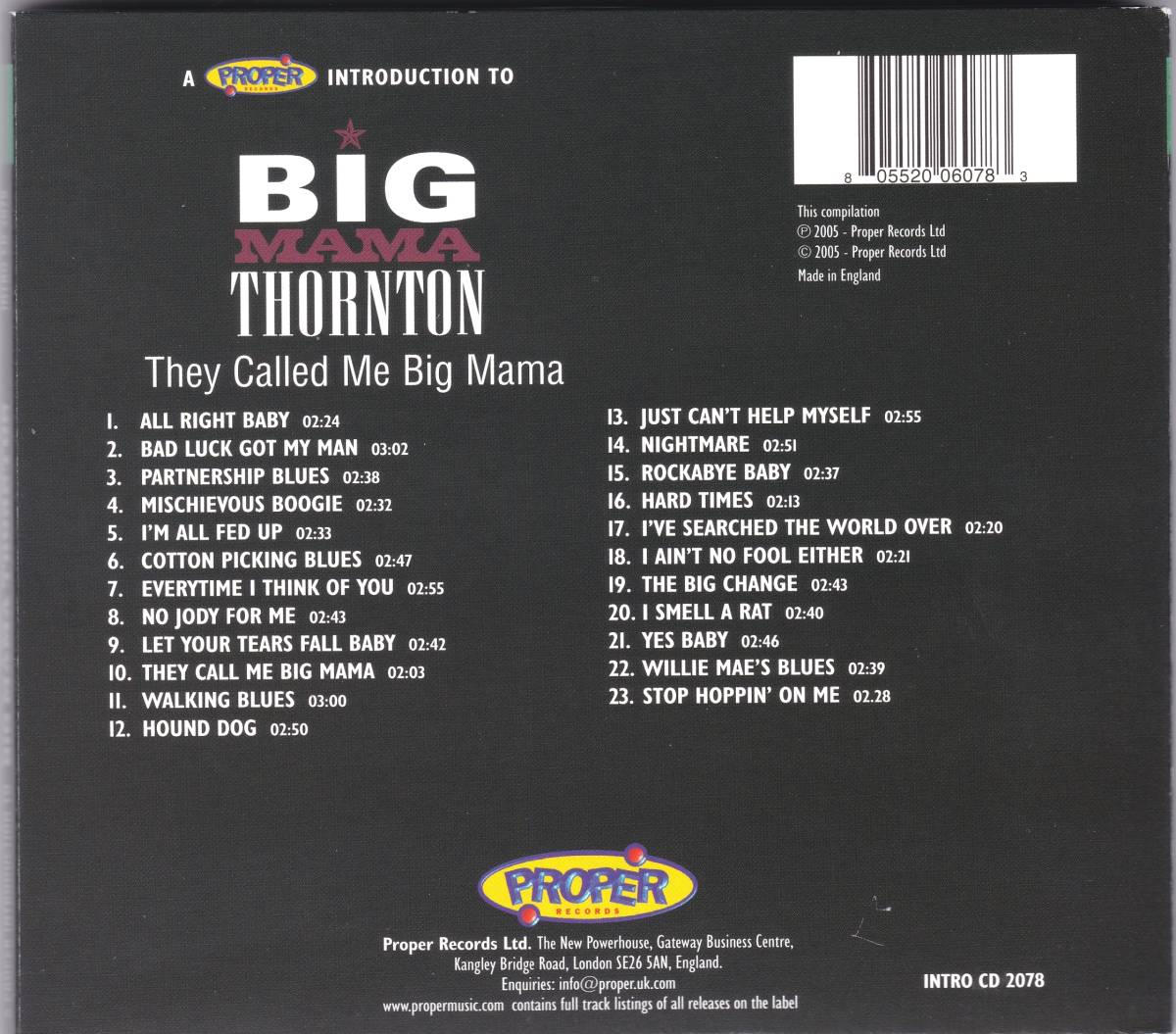 *BIG MAMA THORNTON( big * mama *so-n ton )/They Called Me Big Mama*. sphere. masterpiece only 23 bending compilation. super large name record * height sound quality &teji pack specification 