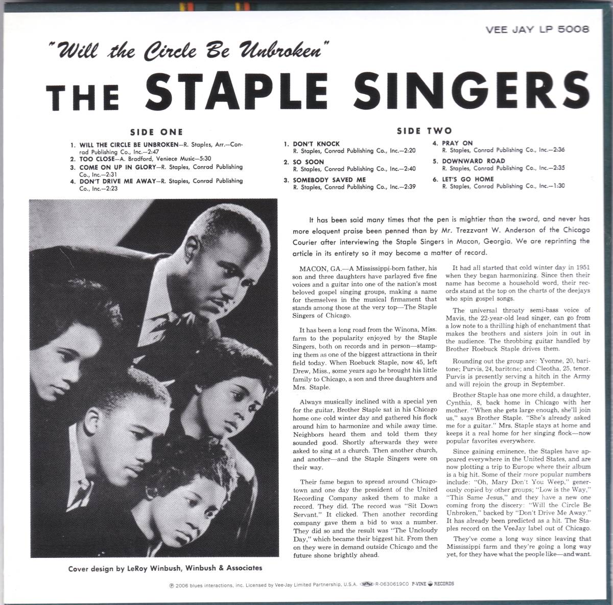 ☆THE STAPLE SINGERS(ステイプル・シンガーズ)/Will The Circle Be Unbroken?◆60年発表歴史的大名盤◇紙ジャケ＆ボートラ+6曲＆高音質盤!_画像2