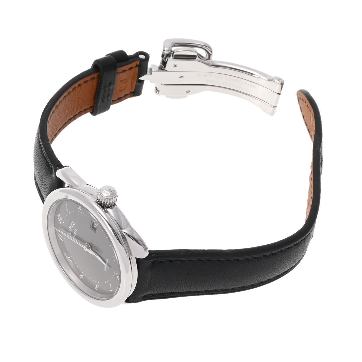 HERMES エルメス アルソー AR6.410 メンズ SS/革 腕時計 自動巻き