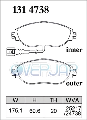 M1314738 / 1354483 DIXCEL Mタイプ ブレーキパッド 1台分セット VW PASSAT CC 3CBWSC 2008/11～ 3.6 V6 4 MOTION PR No.1LA/1LB(TRW)_画像2