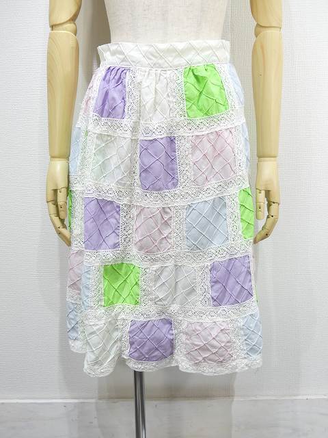 【GINGER掲載商品】 50~60s ビンテージ スカート フレア パッチワーク レースりぼん Mサイズ 【GINGER掲載商品】 50~60s ビンテージ スカート フレア パッチワーク レースりぼん Mサイズ
