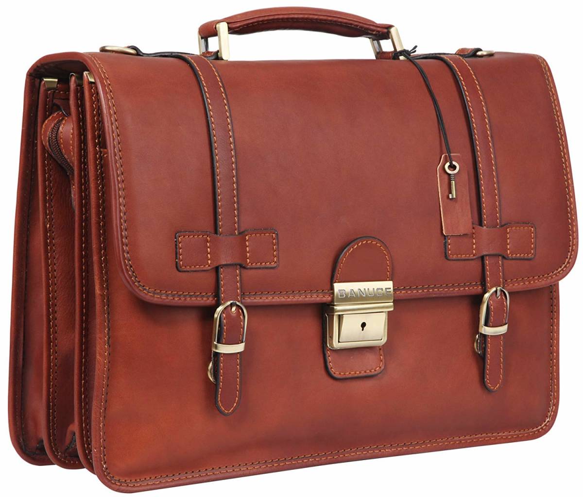 高級感 本革 茶色 ブラウン ビジネスバッグ 書類鞄 ブリーフケース 大容量
