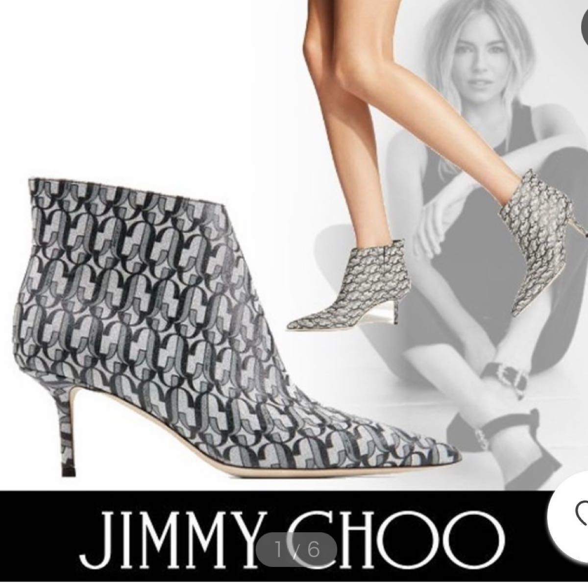 ジミーチュウ Jimmy Choo グリッター ブーティ　ブーツ　サイドボアブーツ ショートブーツ　36 23cm