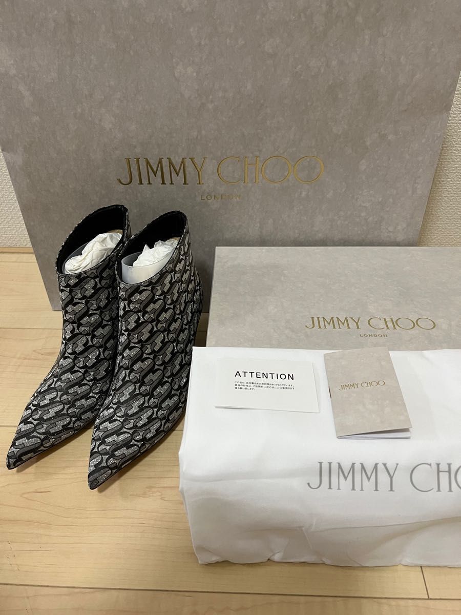 ジミーチュウ Jimmy Choo グリッター ブーティ　ブーツ　サイドボアブーツ ショートブーツ　36 23cm