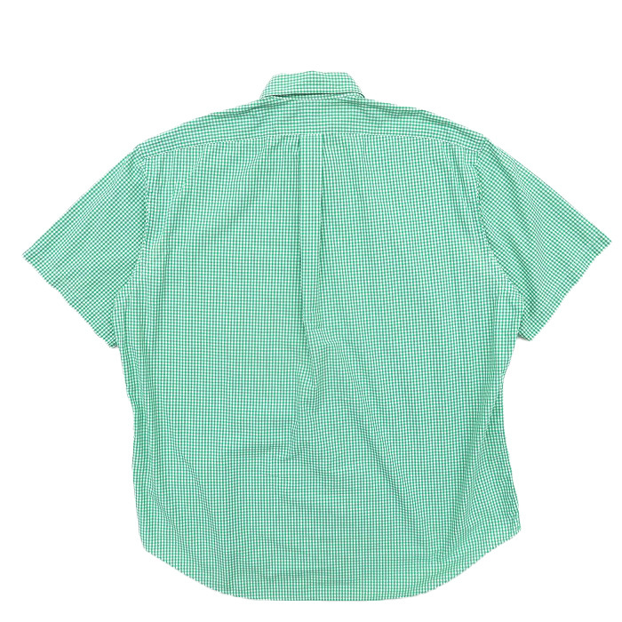 古着 ラルフローレン Ralph Lauren ボタンダウンシャツ 半袖 チェック柄 グリーン ホワイト サイズ表記：XL　gd79302_画像2