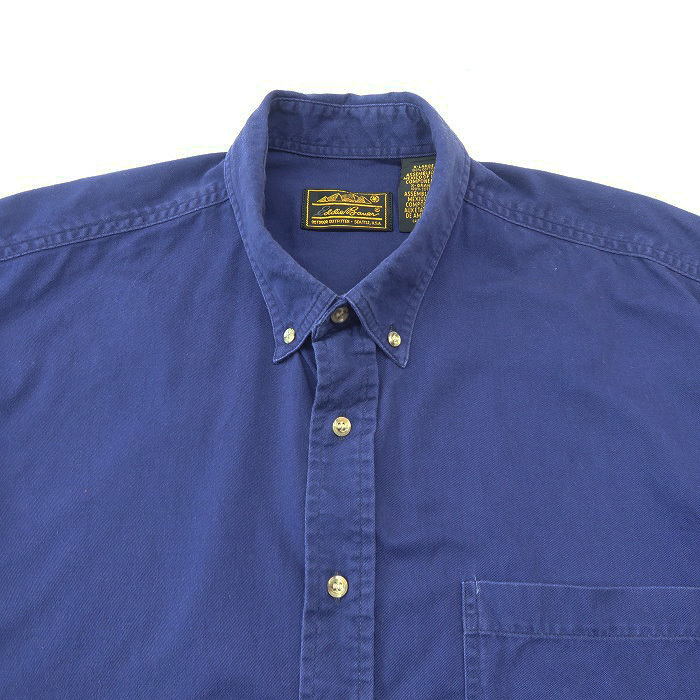 古着 〜90年代 エディーバウアー ボタンダウンシャツ 半袖 ネイビー ビンテージ サイズ表記：XL　gd79255_画像3