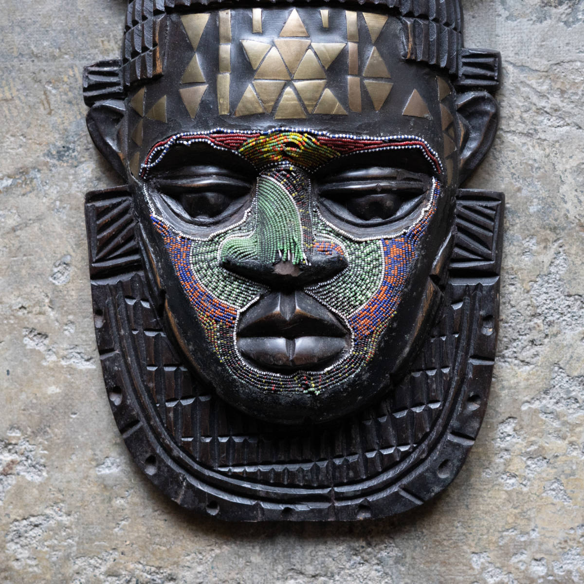 仮面 マスク 木面 お面 置物 オブジェ 古道具 古民芸 木製彫刻