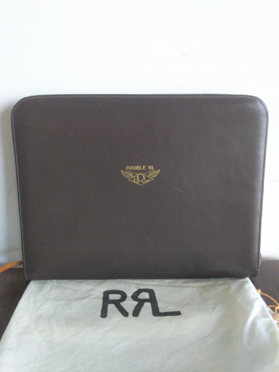 美品! 最高級! RRL ダブルアールエル メンズ オールレザー大型クラッチ