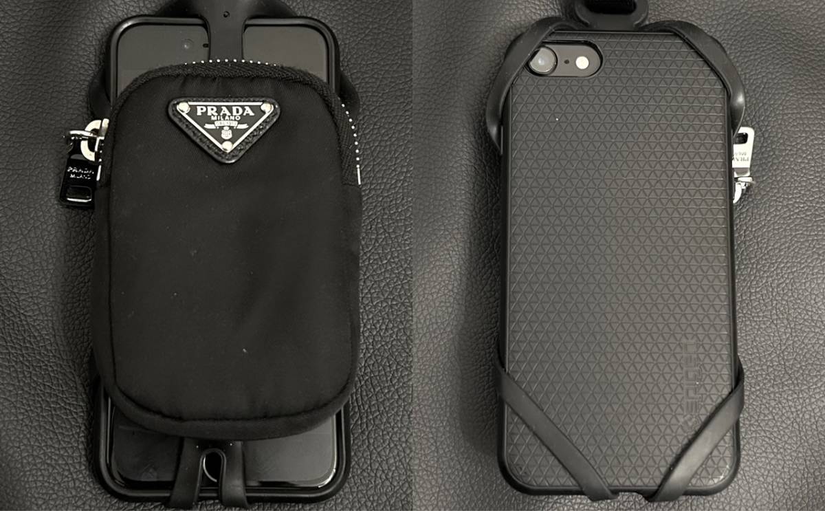 正規品 PRADA ナイロンポーチ付スマートフォンケース ブラック 黒