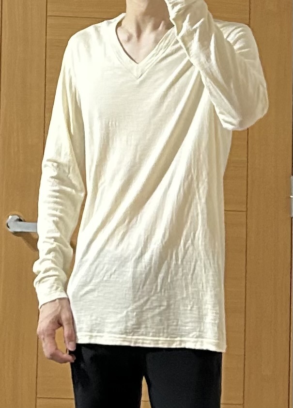 定価2.3万 1piu1uguale3　FINE WOOL JERSEY MIDDLE-V BASIC KNIT Ⅵ XL ファインウールジャージミドルVネックニット カットソー wjk akm