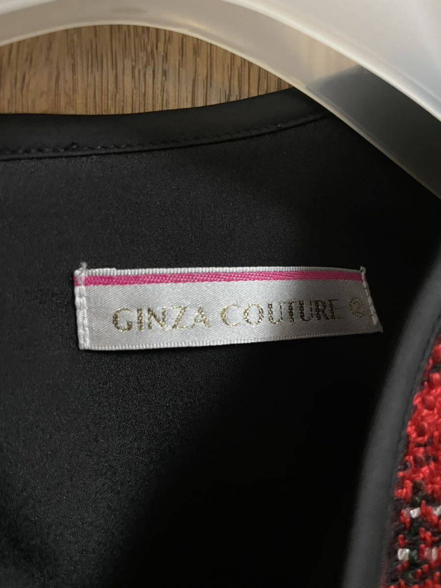 ERUKEI エルケイ ginza coutureキャバドレス ナイトドレス ワンピース 膝丈 US２ ７号 Ｓ レッド 赤 ツイード フレア Aライン チェック_画像6