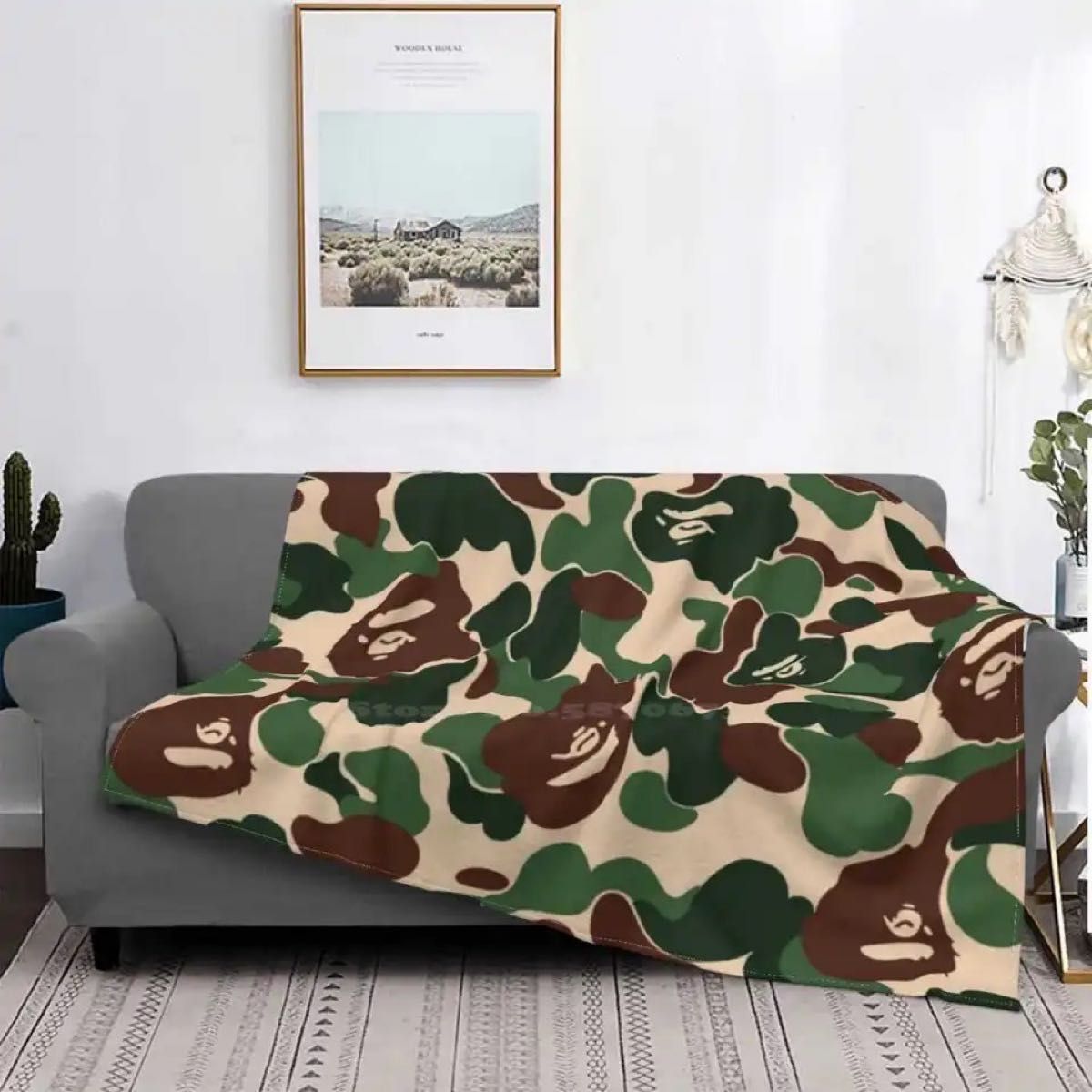 人気商品!】 A BATHING APE ブランケット マルチカバー ラグ カモフラ
