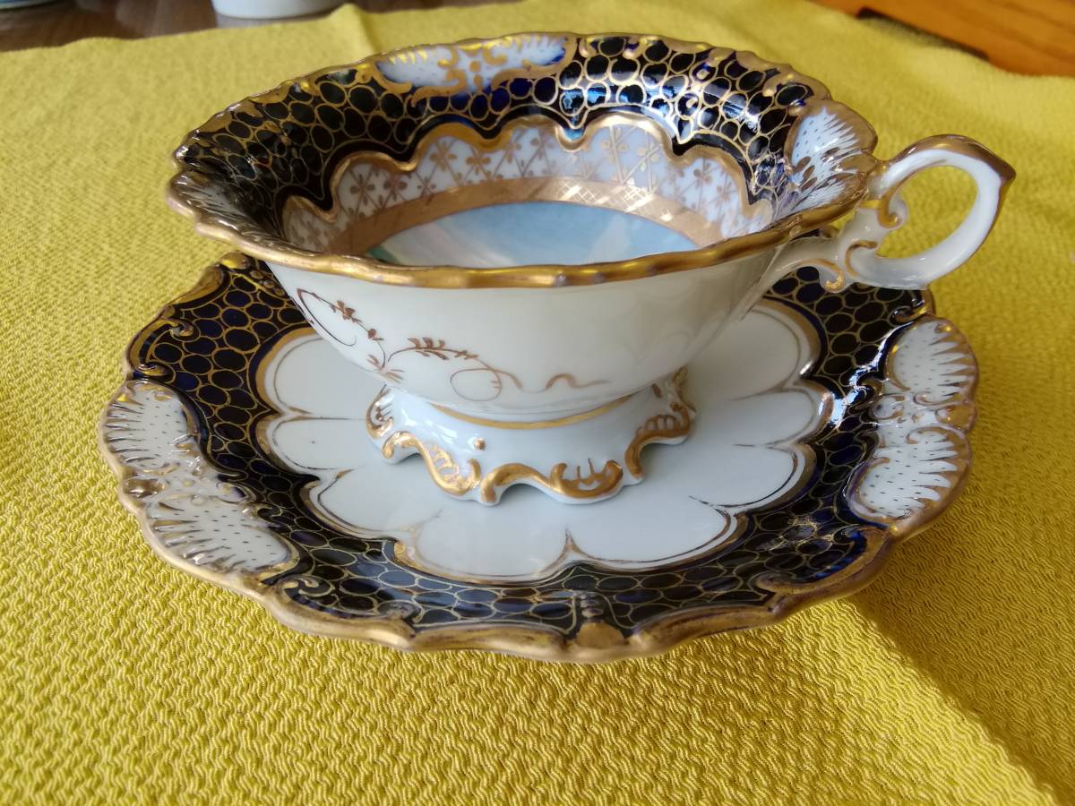 Antique Dresden Demitasse Cup & Saucer, Portrait (item #1447891)