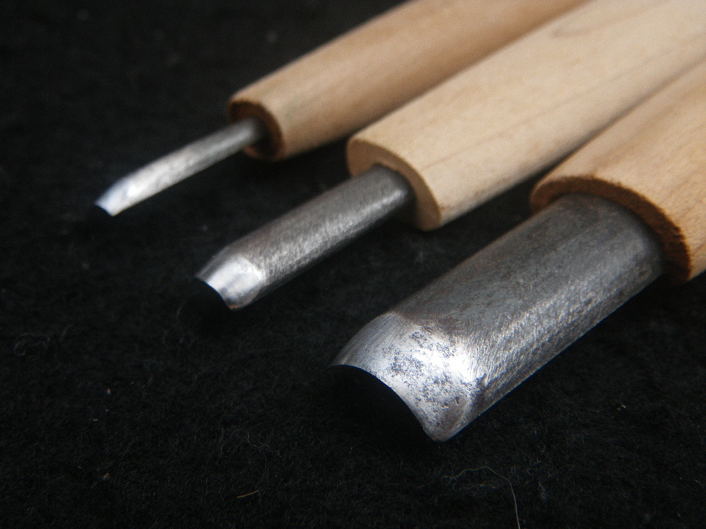 彫刻刀　丸刀　3本　3㎜　6㎜　12㎜　木彫り　木工　工作　美術　菊秀　ずぼらや_画像1