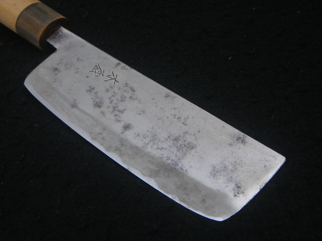 143㎜　薄刃包丁　黒打　両刃　菜切り包丁　和包丁　日本製　Japanese　vegetable　knife　木屋　日本製　Japan　vegetableknife_東型なぎり