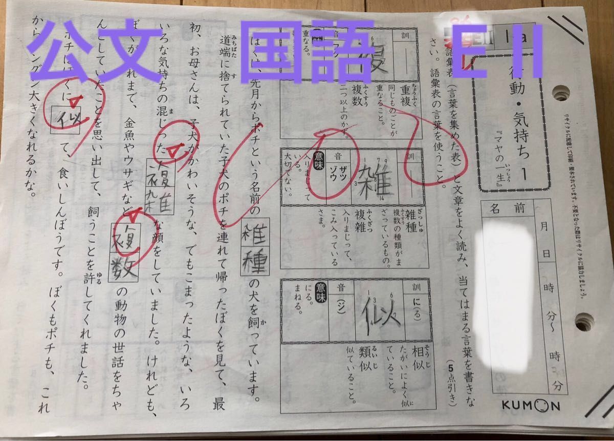 公文 国語EⅠ 200枚 学習済プリント 公文 国語EⅠ 200枚 学習済プリント 61wMWIv8QbL._UF350