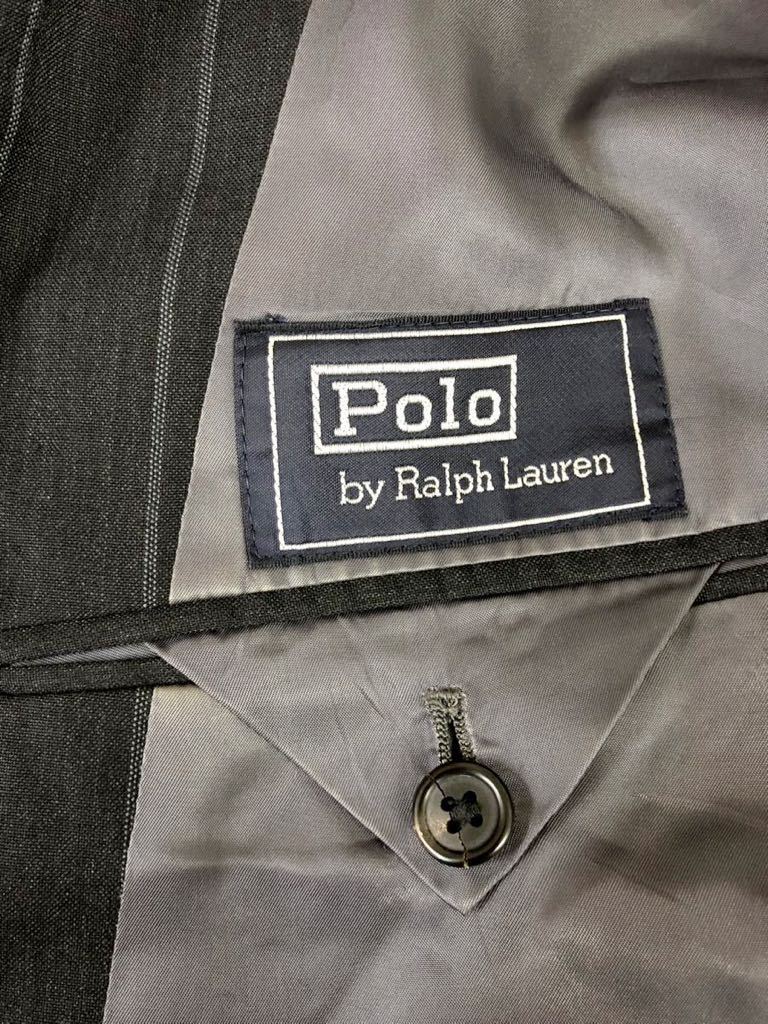 POLO RALPH LAUREN ラルフローレン　メンズ　ダークグレー　ストライプ　ダブルスーツ　セットアップ　上下　175表記_画像3