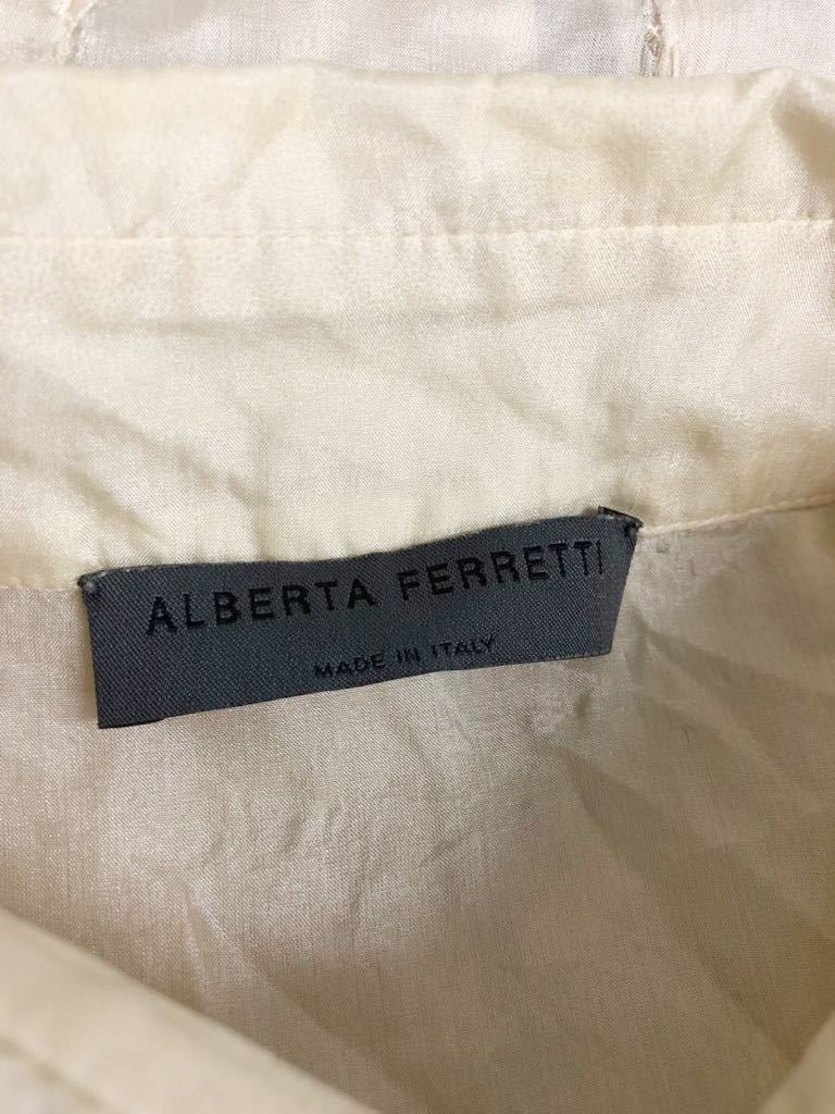 美品　ALBERTA FERRETTI アルベルタフェレッティ　レディース　シルク　クリームホワイト　ノースリーブシャツ トップス　38表記_画像5
