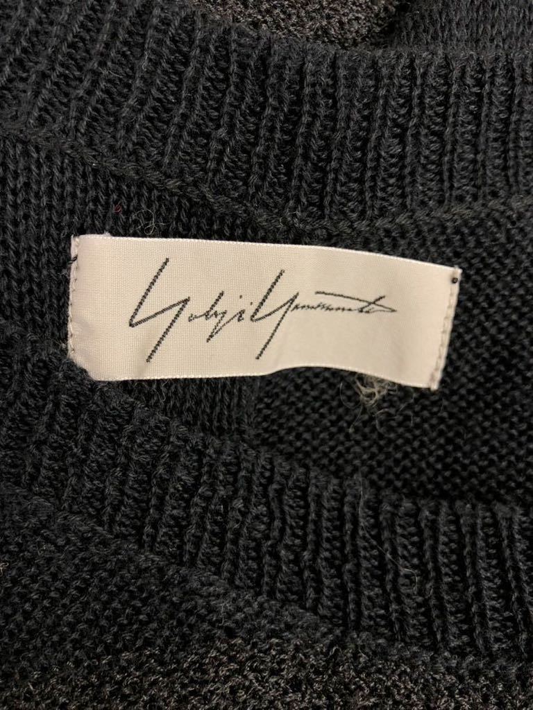 YOHJI YAMAMOTO ヨウジヤマモト　レディース　ブラック　ストライプ切り替え　変形　半袖　ニット　トップス　2表記_画像4