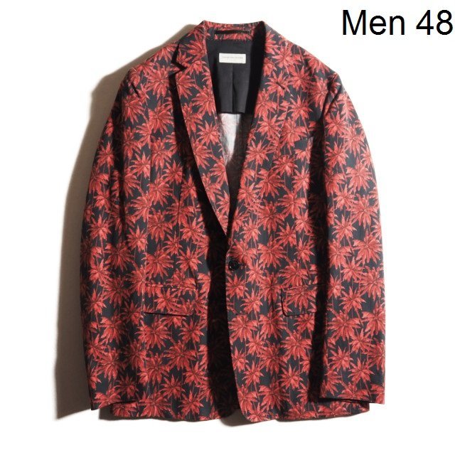 x5463P VDRIES VAN NOTEN Dries Van Noten V 16SSpa-m tree pattern cotton linen1B tailored jacket black red 48 spring summer rb mks