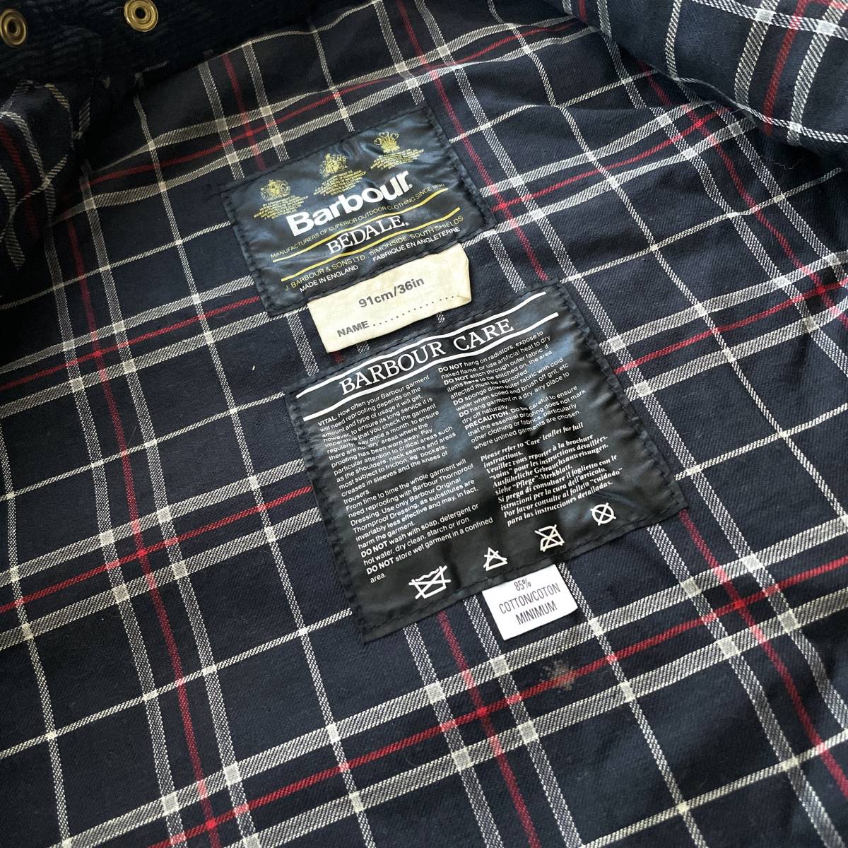 Vintage】Barbour BEDALE ネイビー 36 バブアー ビデイル 3Crest ３