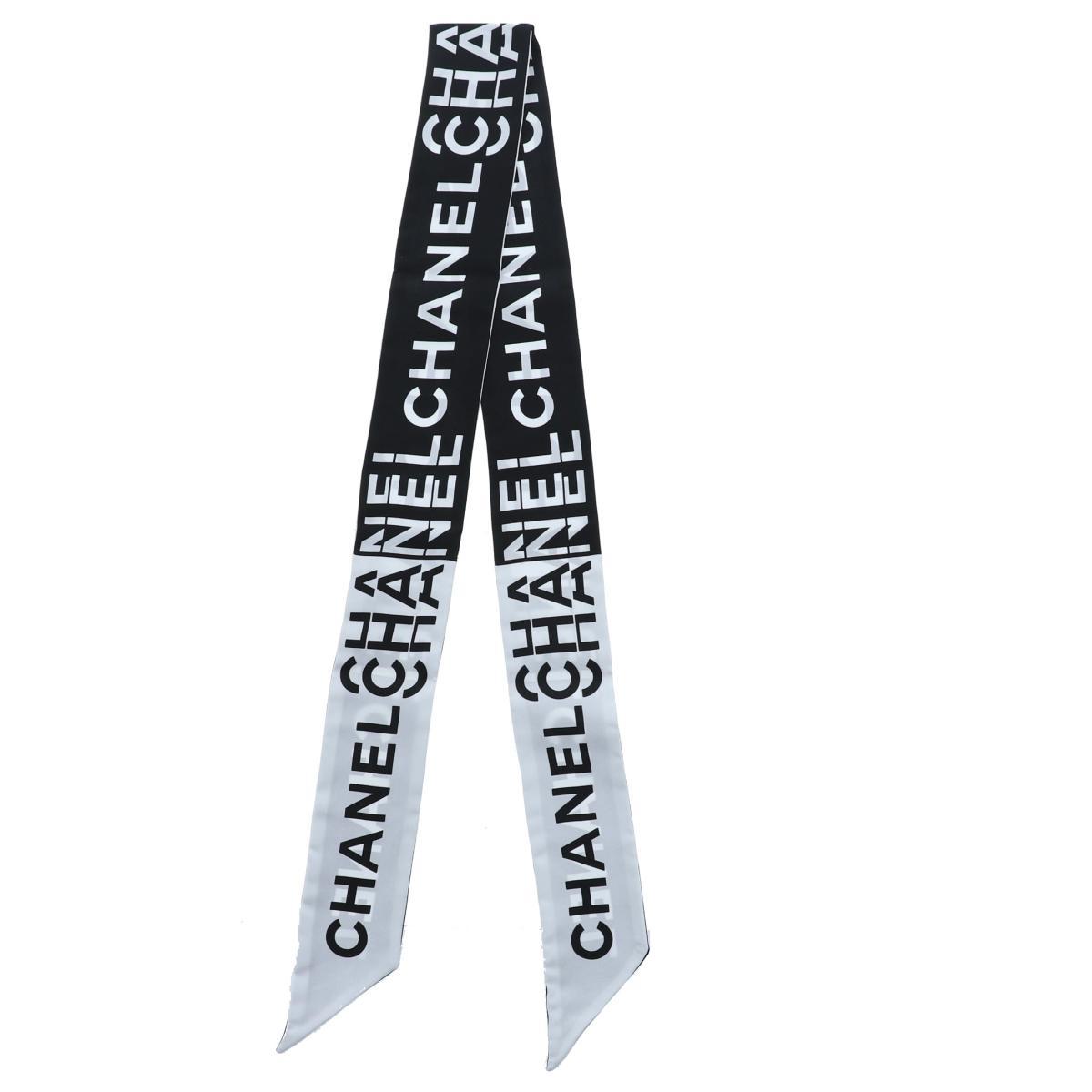 CHANEL シャネル 服飾 マフラー/スカーフ/ネクタイ Black シルク ツイリー スカーフ