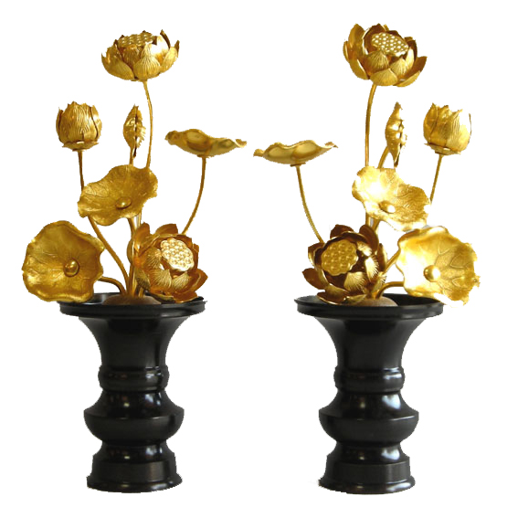 花立別売り 国産品 消しメッキ仕上 常花6寸 7本立 1対 高さ18.2cm