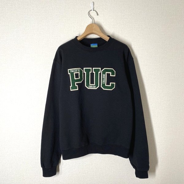 【90s】Champion チャンピオン ECO FLEECE スウェット エコフリース S ブラック 黒 PUC カレッジ ビンテージ トレーナー 裏起毛_画像1