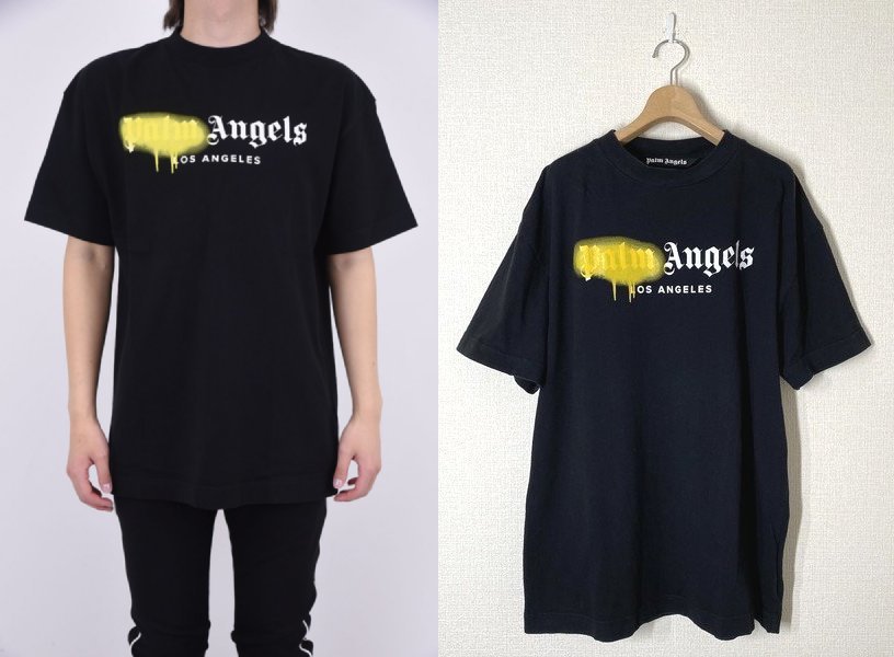 PALM ANGELS パームエンジェルス スプレー ロゴTシャツ XL ブラック 黒