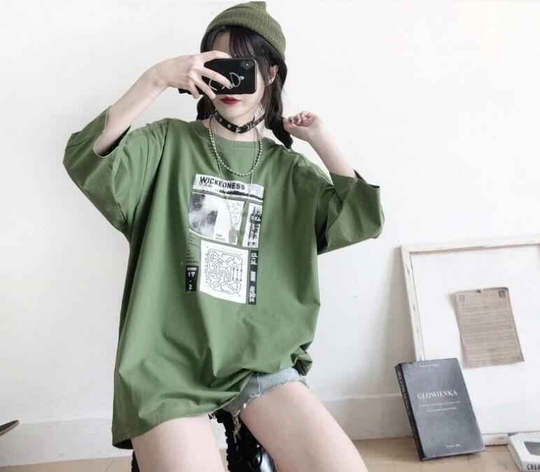最大81%OFFクーポン 韓国風 女夏新しい 大きいサイズ半袖Tシャツ 気質ファッションTシャツ 学生Tシャツ M-2XL L レッド 