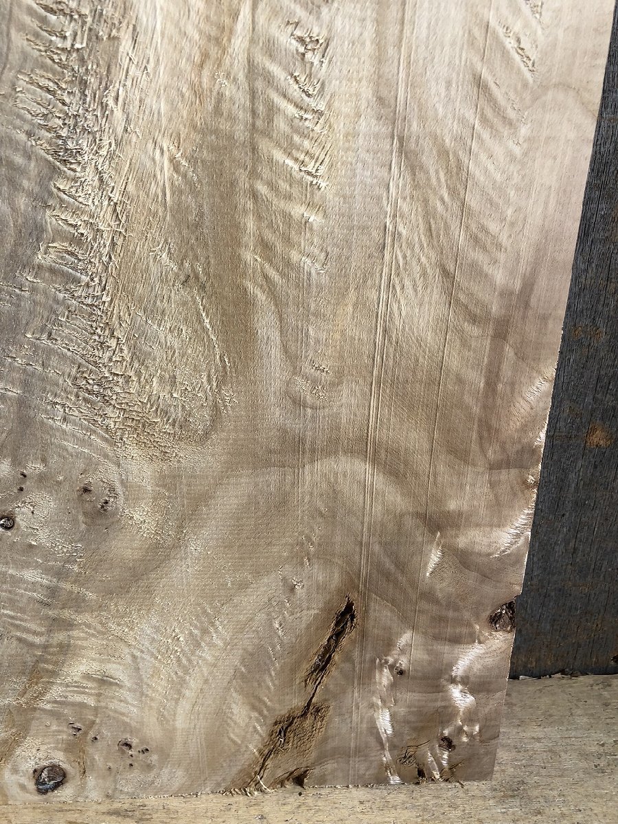 【P721F】ポプラ 542×～285×50㎜ 縮杢 極上杢 一枚板 材料 天然木 無垢材 乾燥材 銘木 材木 木工 DIY《銘木登屋》 - 8