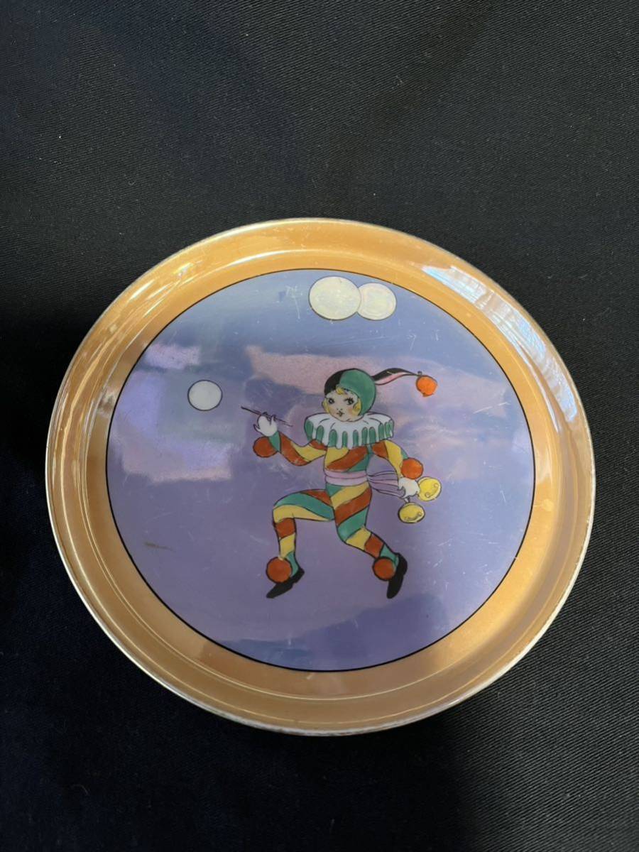 オールドノリタケ　アールデコ　ラスター彩 ピエロ　置物・トレー オールドノリタケ アールデコ ラスター彩 ピエロ 置物・トレー