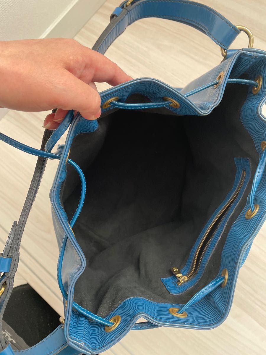 ルイヴィトン ノエプチ オールレザー 巾着 ショルダー ブルー | beltone.sg