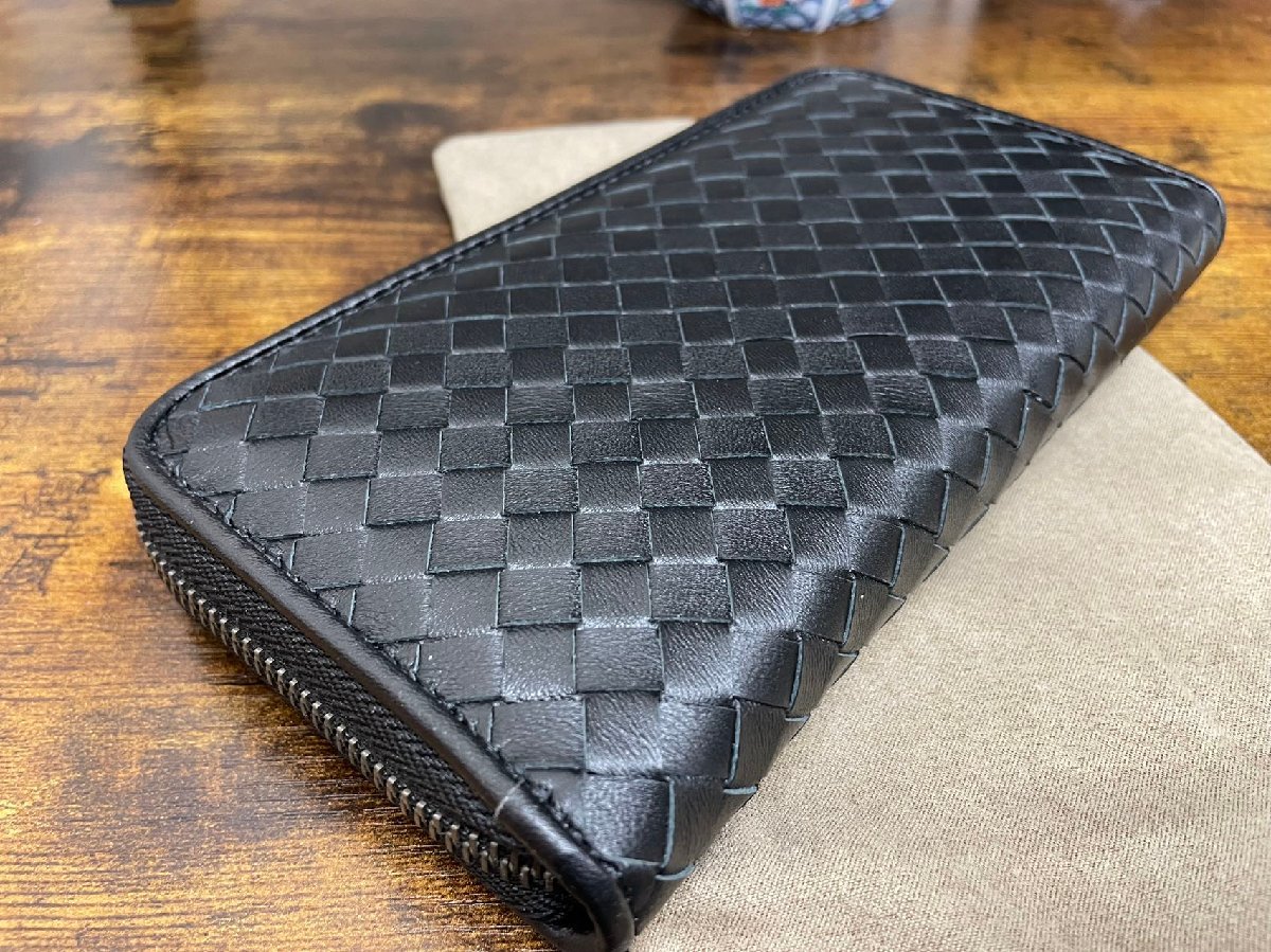 1円 新品 イタリアンレザー 編み込み 本革 ハンドメイド 長財布 牛革