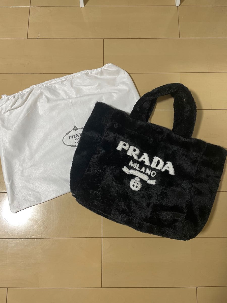 PRADA プラダ テリートートバッグ ブラック モコモコ トライアングル