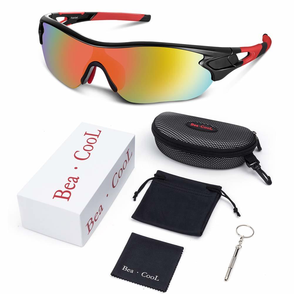  бесплатная доставка *BEACOOL спортивные солнцезащитные очки поляризирующая линза велосипед рыбалка Drive мотоцикл UV400 ( черный / красный )