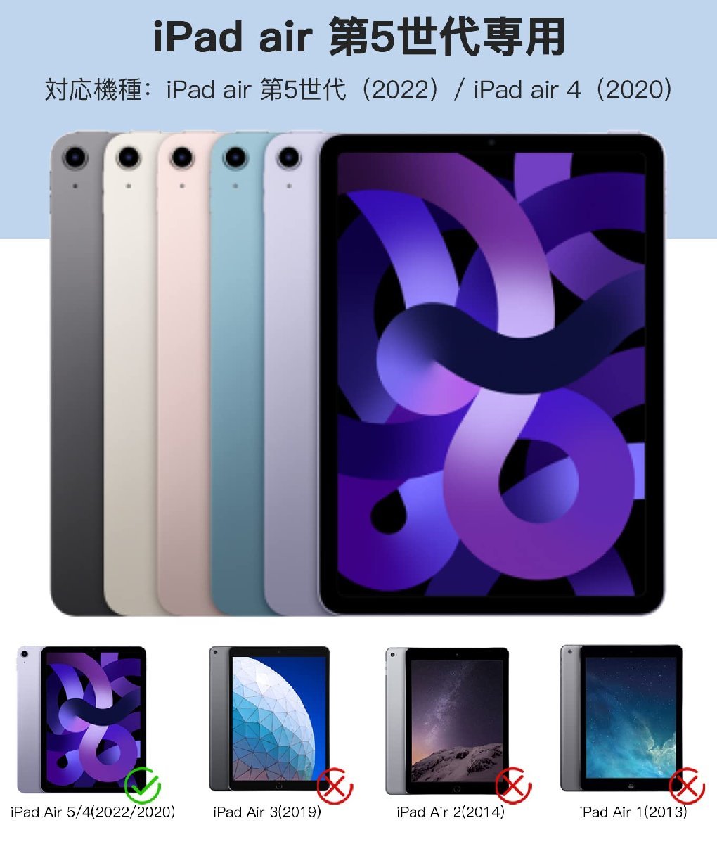 送料無料★Maledan iPad Air 5 ケース 10.9インチ クリアカバー ワイヤレス充電 (ミントグリーン)_画像2