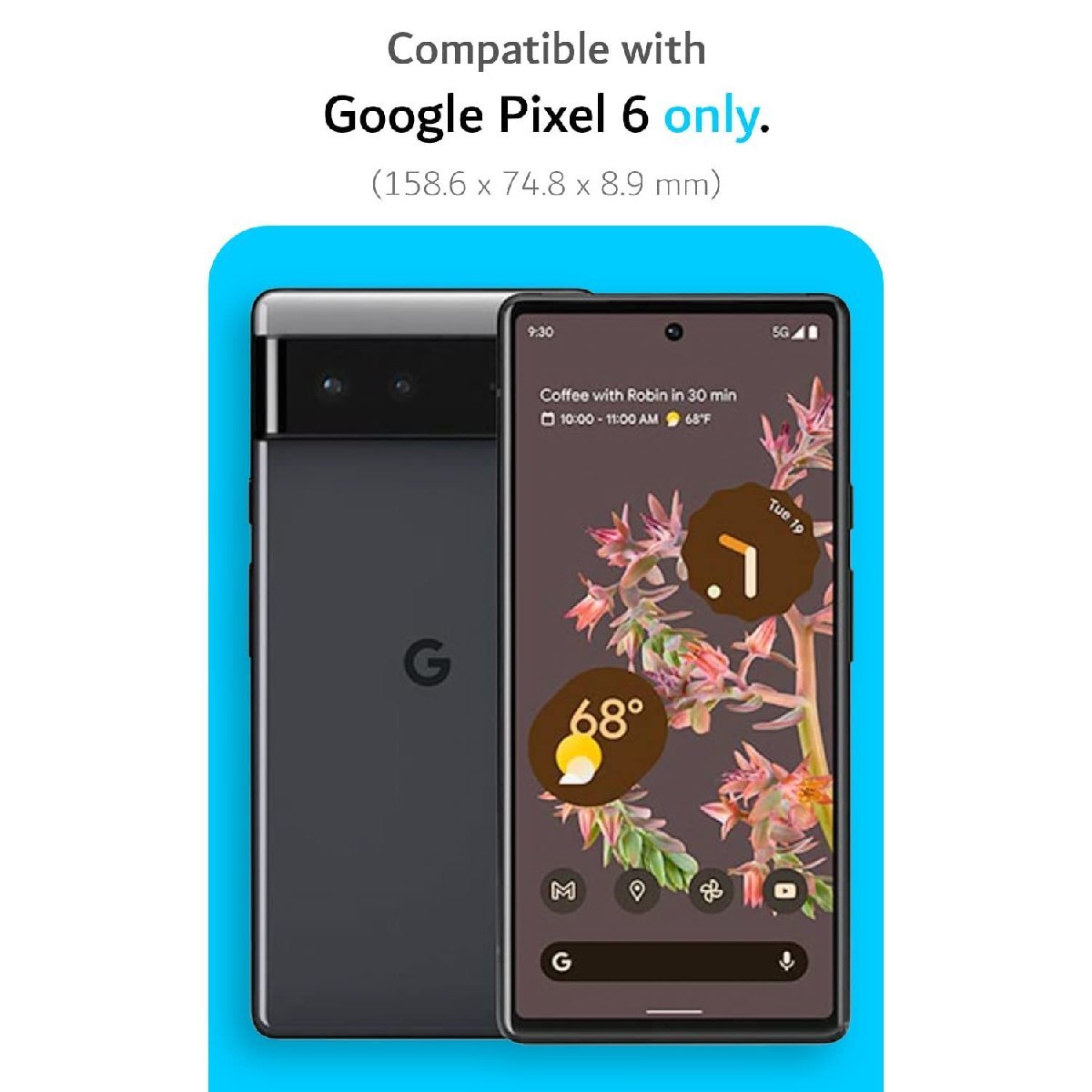 送料無料★TUDIA Google Pixel 6 ケース 2層保護 耐衝撃性超薄型TPU保護ハード (マットブラック)_画像2