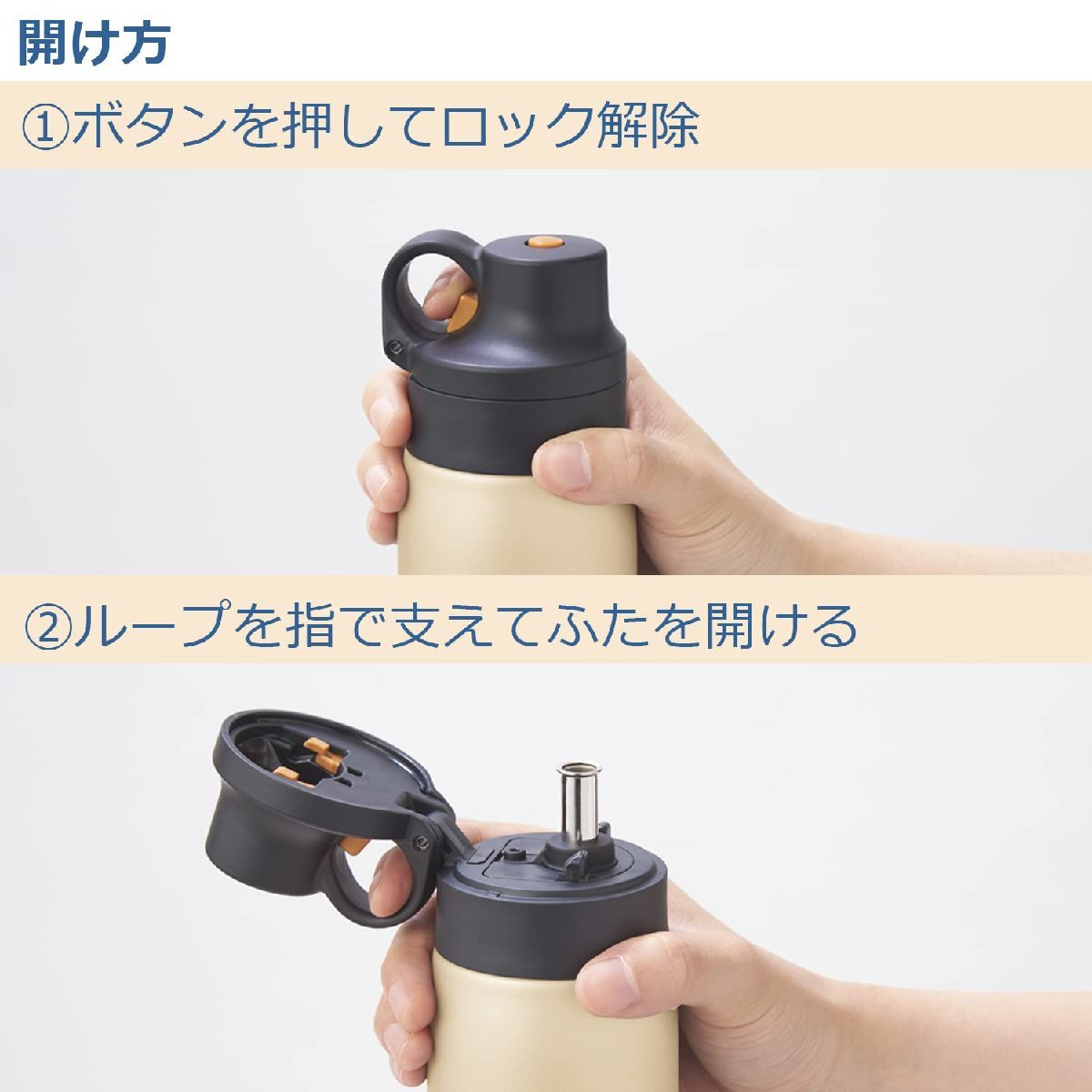 送料無料★タイガー魔法瓶 水筒 500ml ステンレス製ストロー マグボトル 空断熱ボトル 保冷 (シェルホワイト)_画像4