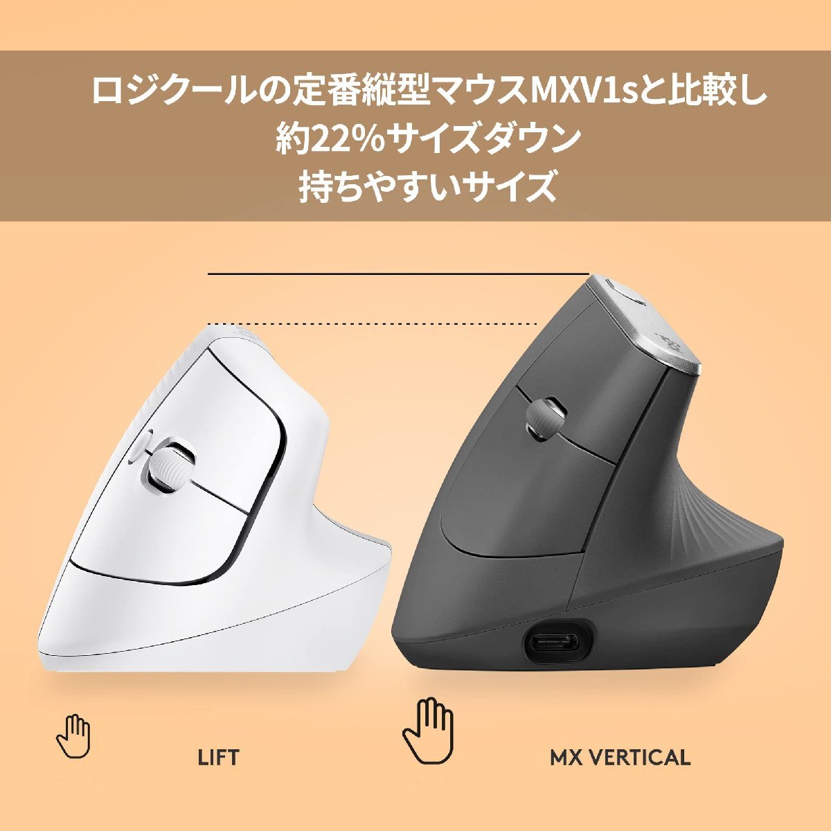 送料無料★Logicool ワイヤレス 縦型 エルゴノミック マウス Bluetooth Unifying非対応(ペイルグレー)_画像6