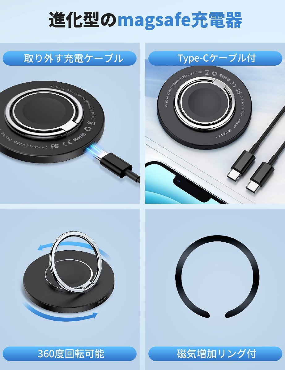 送料無料★RORRY 3IN1ワイヤレス充電器 iPhone/Apple Watch/Air-podsに対応 (黒)_画像7