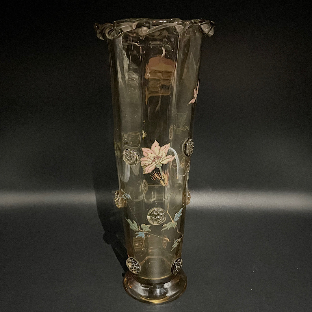 ◆博物館級◆ 初期作品 19世紀 エミールガレ エゾスカシユリ 蟹文花瓶 アプリカッション エナメル彩 Emile Galle アンティークの画像5